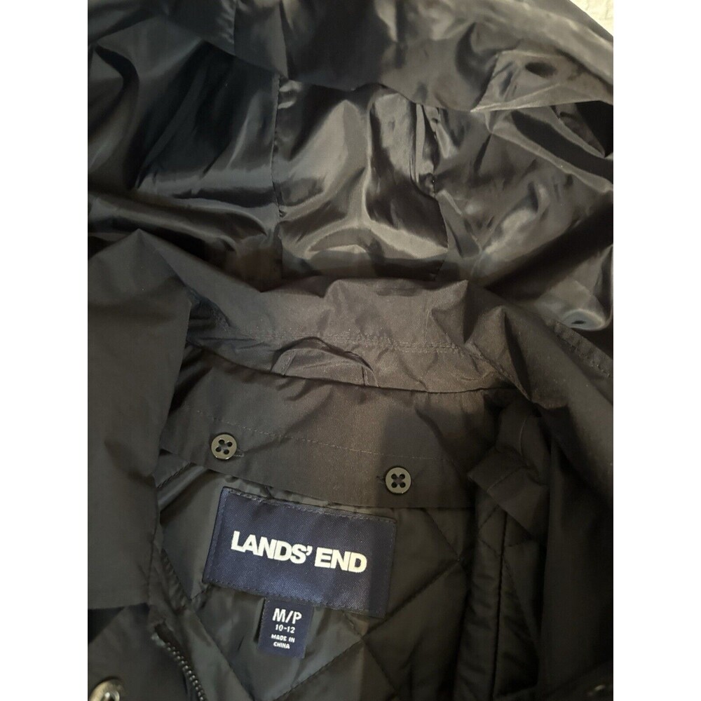 Lands' End Black Trench Coat medium petite, no belt - Picture 12 of 12